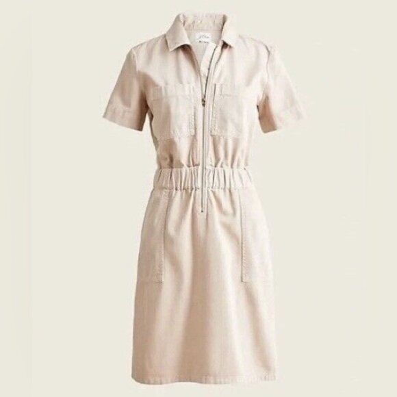 J. Crew Tan Buttoned Polo Collar Dress - Picture 1 of 3